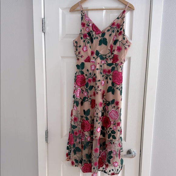 NWT Sam Edelman Rose Embroidery Sleeveless V Neck Midi Dress - Picture 3 of 16
